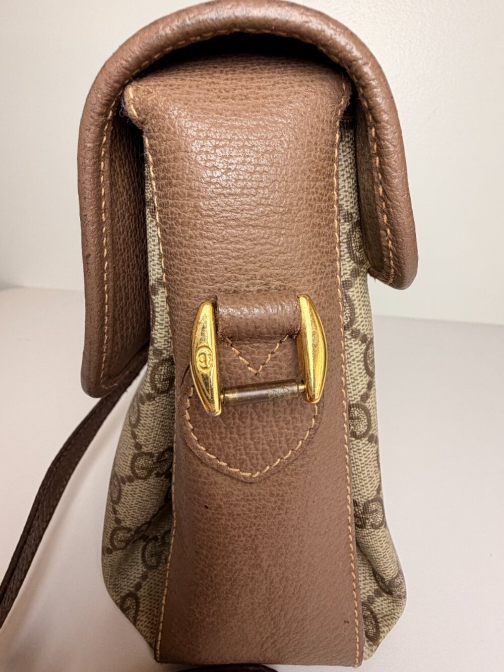 Gucci GG Supreme Monogram Crossbody Bag Brown Canvas Leather Flap Vintage Style - Picture 13 of 13